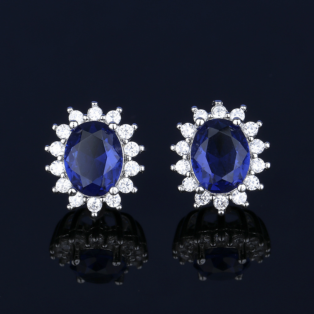 Neu Caibao Ozean Herz Blau Micro Intarsien Ring Temperament Halskette Ohrringe Weibliche Live_voghion.com