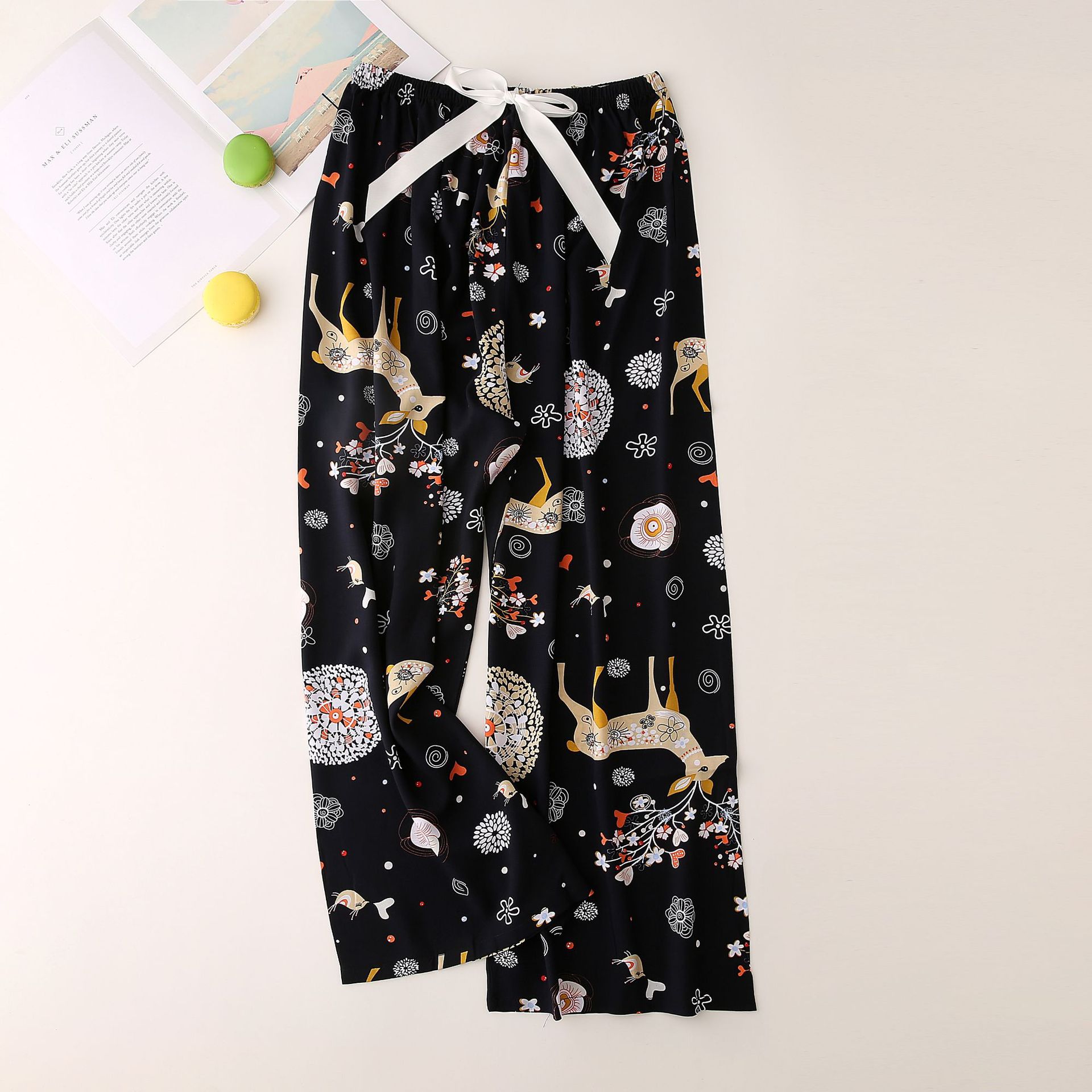 Nachtwäsche für Damen Seidenpyjamahosen für Damen, dünn, große Hosen mit weitem Bein, können draußen getragen werden, Damen-Einzelhosen_voghion.com
