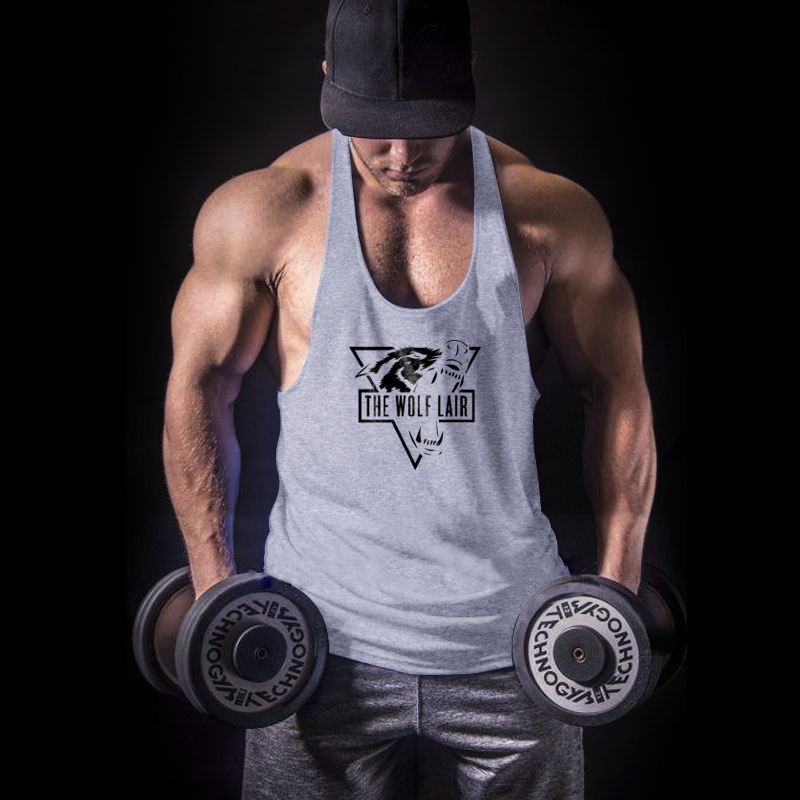 Fitnessvest, løstsiddende sportscamisole, ærmeløs T-shirt, sildebensmuskel, herretræningstøj_voghion.com