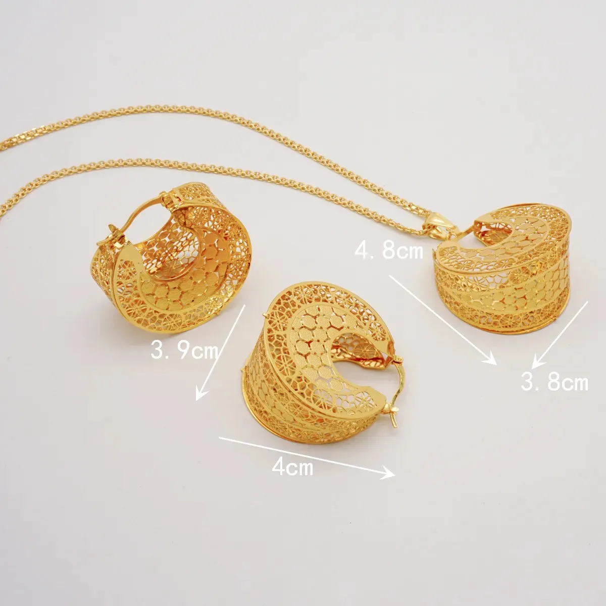 Wedding Jewelry Sets Fashion Dubai Copper Earrings Pendent Necklace For Women Romantic Daily Wear Party Anniversary_voghion.com