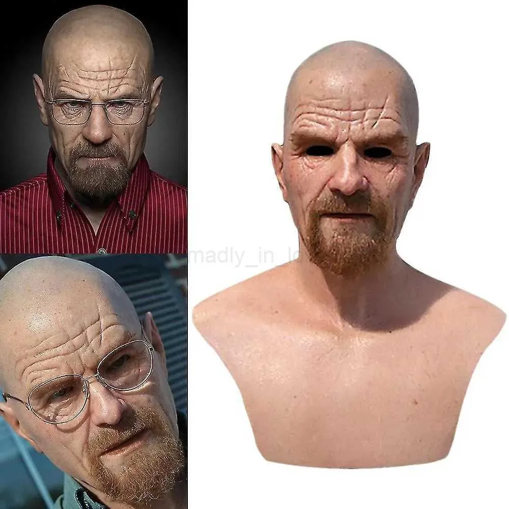 Realistisk Bald Old Man Breaking Bad Walter White Heisenberg Latex Mask Voksen Halloween Cosplay Party Masquerade_voghion.com