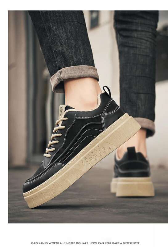 Kevään uudet hengittävät pienet valkoiset miesten opiskelijatrendit monipuoliset paksupohjaiset urheilulliset rentolautakengät trendikkäät_voghion.com