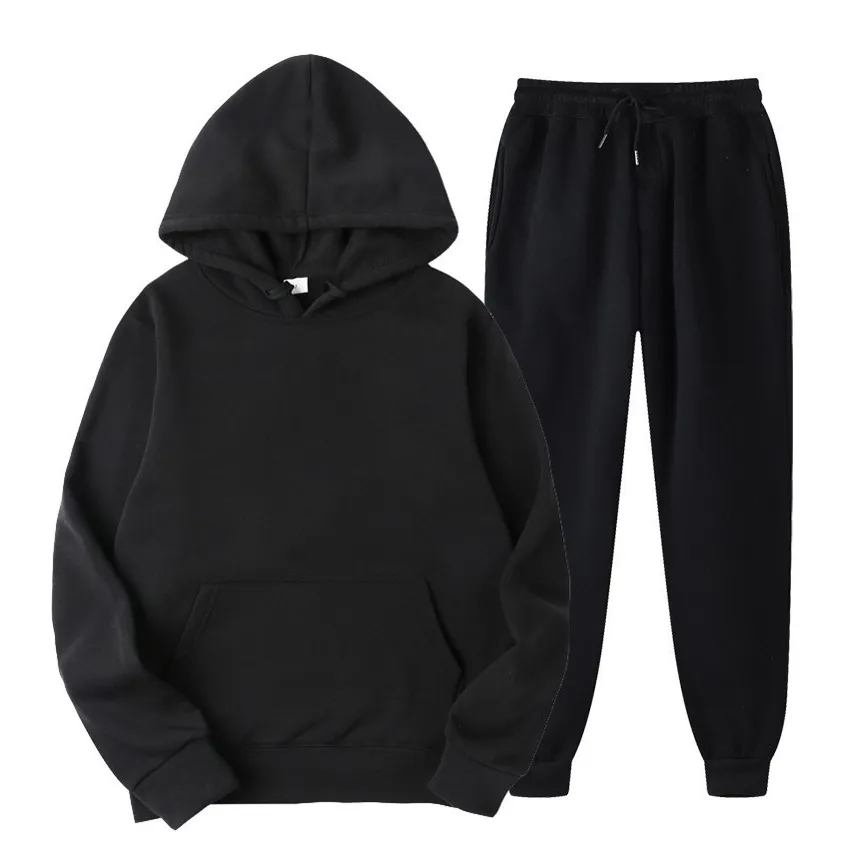Men's Tracksuits Blank Fleece Sweatpants And Hoodie Set Unisex Jogging Suits Sweatsuit Men Joggers For Chandals Para_voghion.com