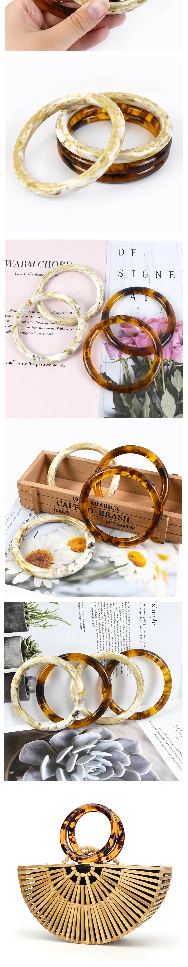 2 Stück = 1 Paar Deepeel 10 cm Harzring Taschengriff Mode Runde Griffe Nähklammern Handtaschen Handarbeit DIY Handwerk_voghion.com