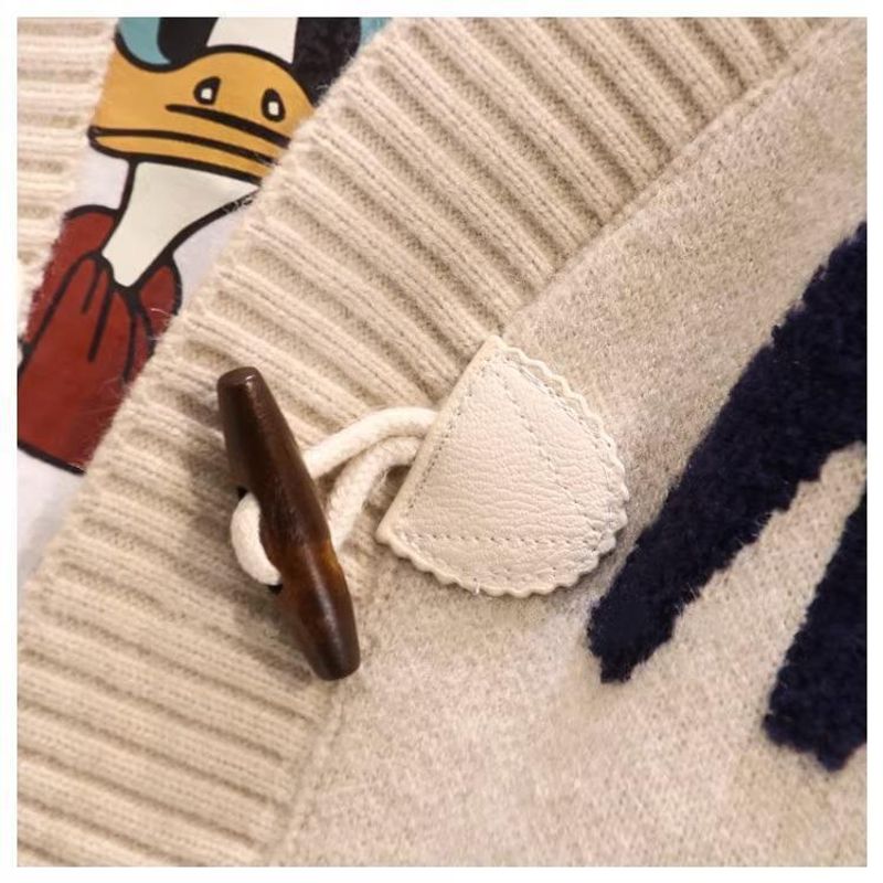 Women's Clothing Fat mm stylish horn button letter sweater jacket for women autumn and winter new large size loose lazy_voghion.com