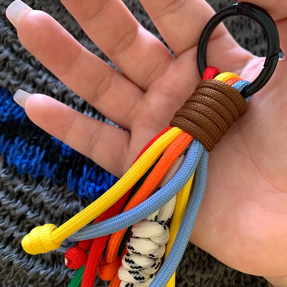 Korean Stylish Rainbow Rope Pendant Chain Jewelry Strap Handmade Landyard Accessrioes Keyring Bag Women Phone Hanging_voghion.com