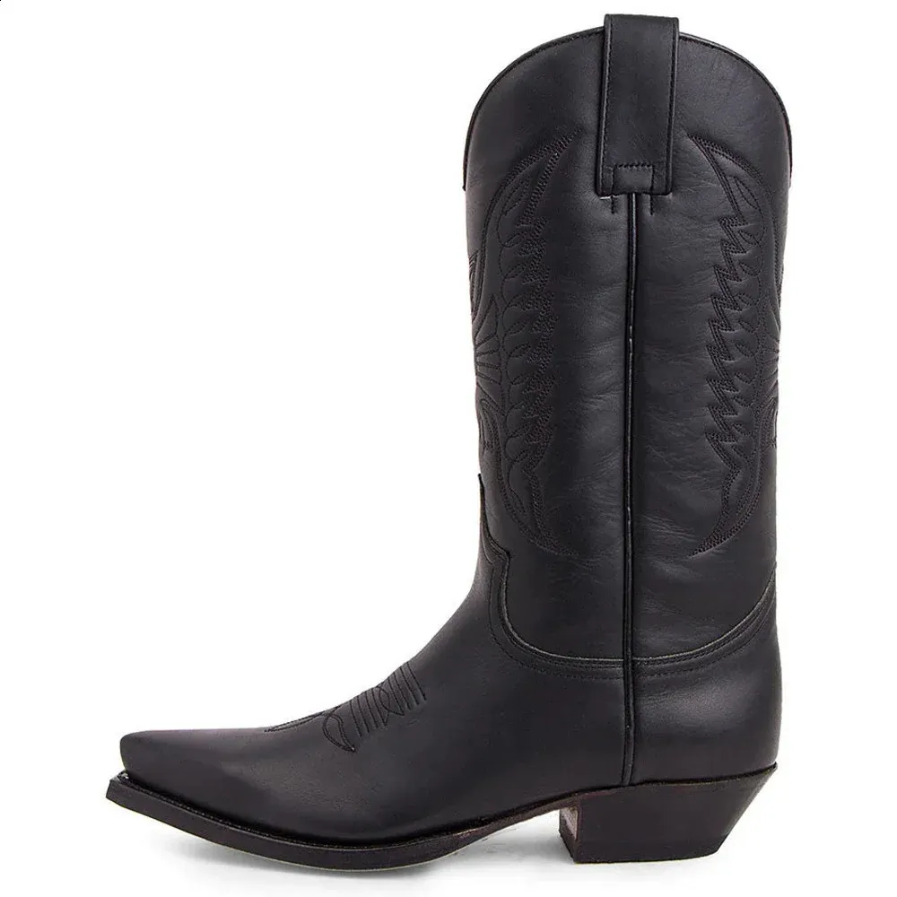 Men's Western Cowboy Boots Leather Lightweight Comfortable_voghion.com