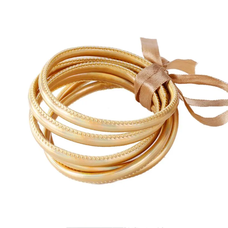 Charm Bracelets 5Pcs Bohemia Glitter Jelly Bangle Bracelet Set Bowtie PU Leather Hoop 45BC_ipsvogv.com