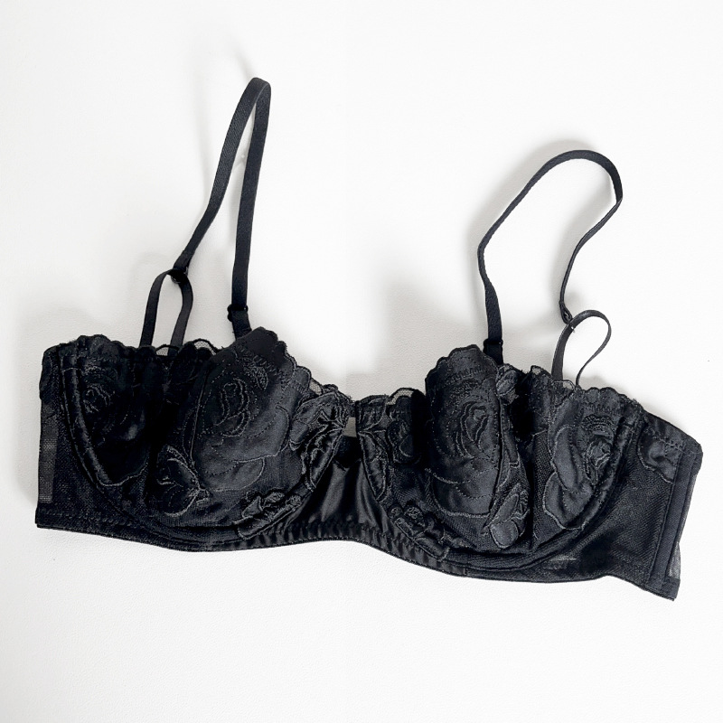 Roupas femininas Nova lingerie estilo francês sexy rosa bordado renda roupa íntima seios grandes emagrecimento anti-flacidez sutiã tamanho grande_voghion.com