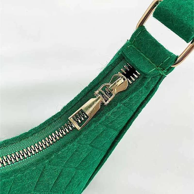 Crescent Shoulder Bag For Women Felt Armpit Handbag Elegant_voghion.com
