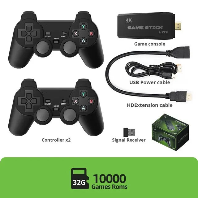 DATA FROG Retro Video 2.4G Wireless Stick 4k 10000 Games Portable Dendy Console for TV 20000 Game_voghion.com
