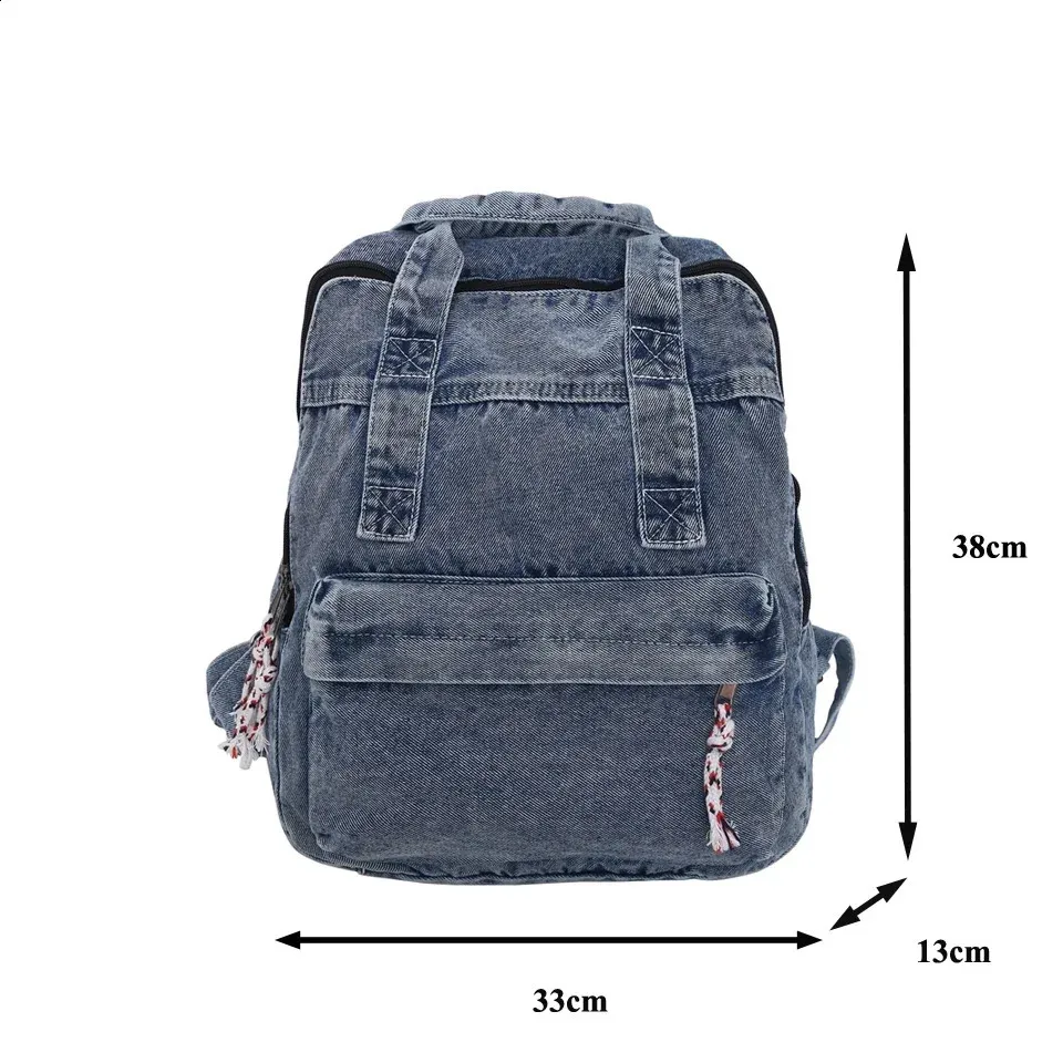 Retro Denim Womens Backpack Canvas Shoulders Bag College Knapsack Big Packbag Travel Rucksack Student Jeans Mochila Y2K_voghion.com