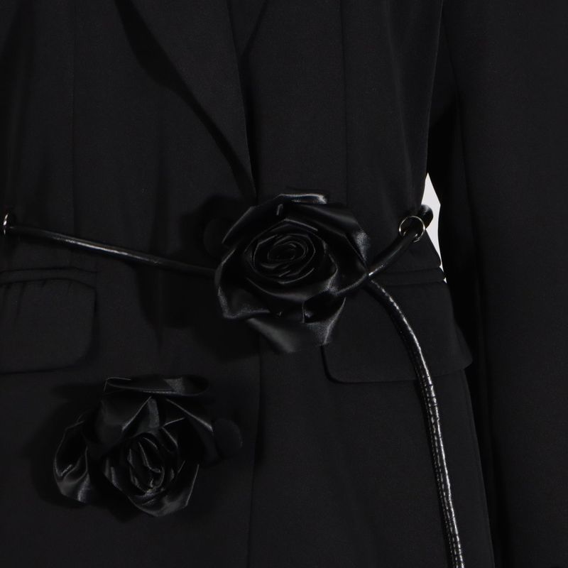 Women's Clothing temperament black three dimensional wer lace ing design long sleeved suit jacket_voghion.com