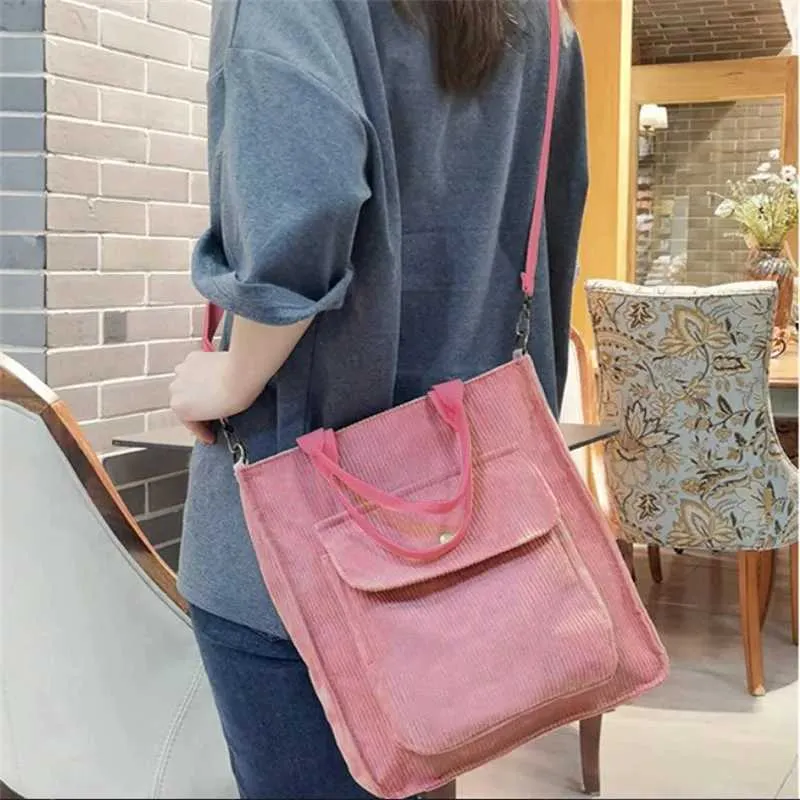 Corduroy Shopper Tasche Für Damen Designer Schultertasche Studentin_voghion.com