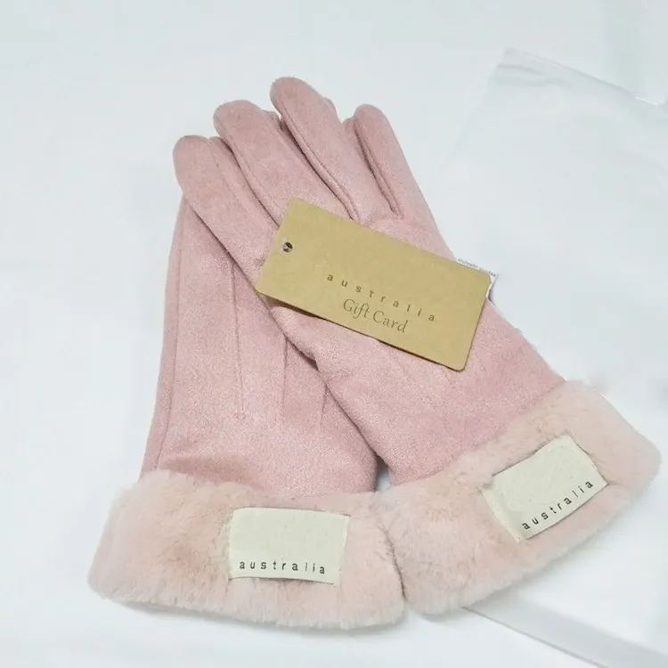 Winter Frauen Lederhandschuhe Matt Pelz Fäustlinge PU Fünf Finger 4 Farben Mit Tag Großhandel_voghion.com