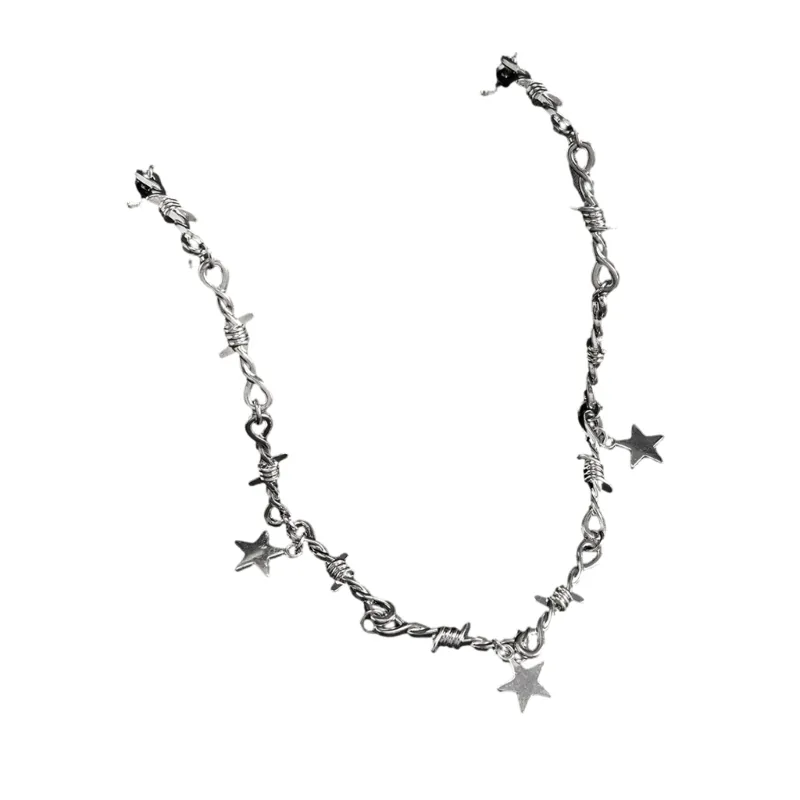 Star Pendant Thorn Chain Choker Necklace For Women & Girls_voghion.com