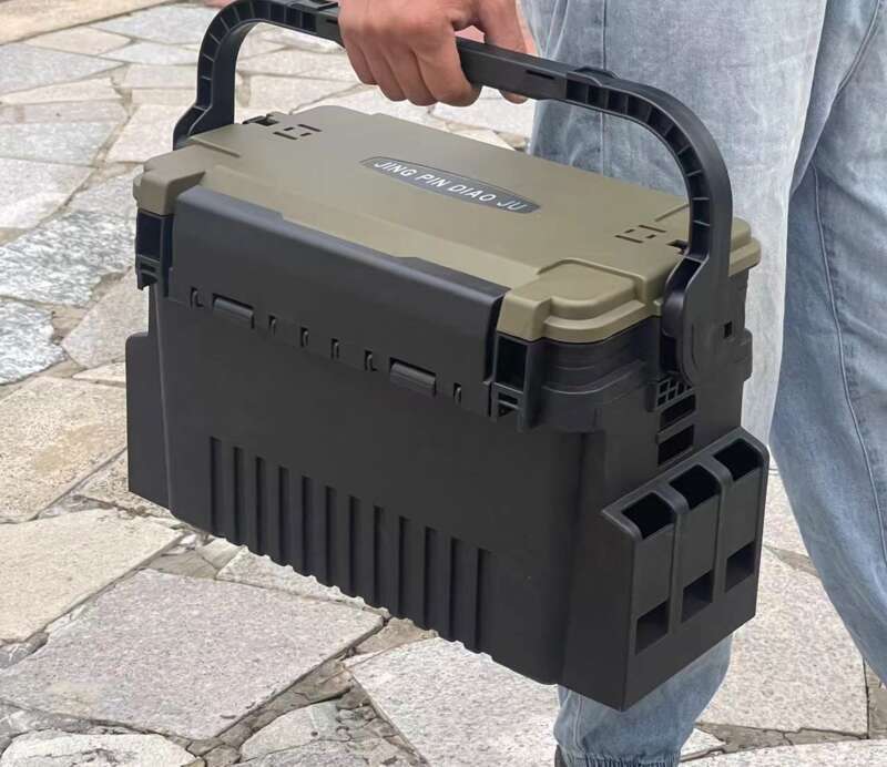 【Estável e à prova de choque】 Armazenamento de camada dupla multifuncional portátil para beira da estrada, barco marítimo, ferramentas de pesca, isca_voghion.com