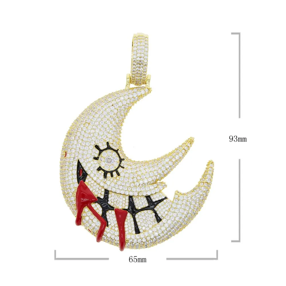 Collana con ciondolo luna in zircone 5a placcato oro gioiello_voghion.com