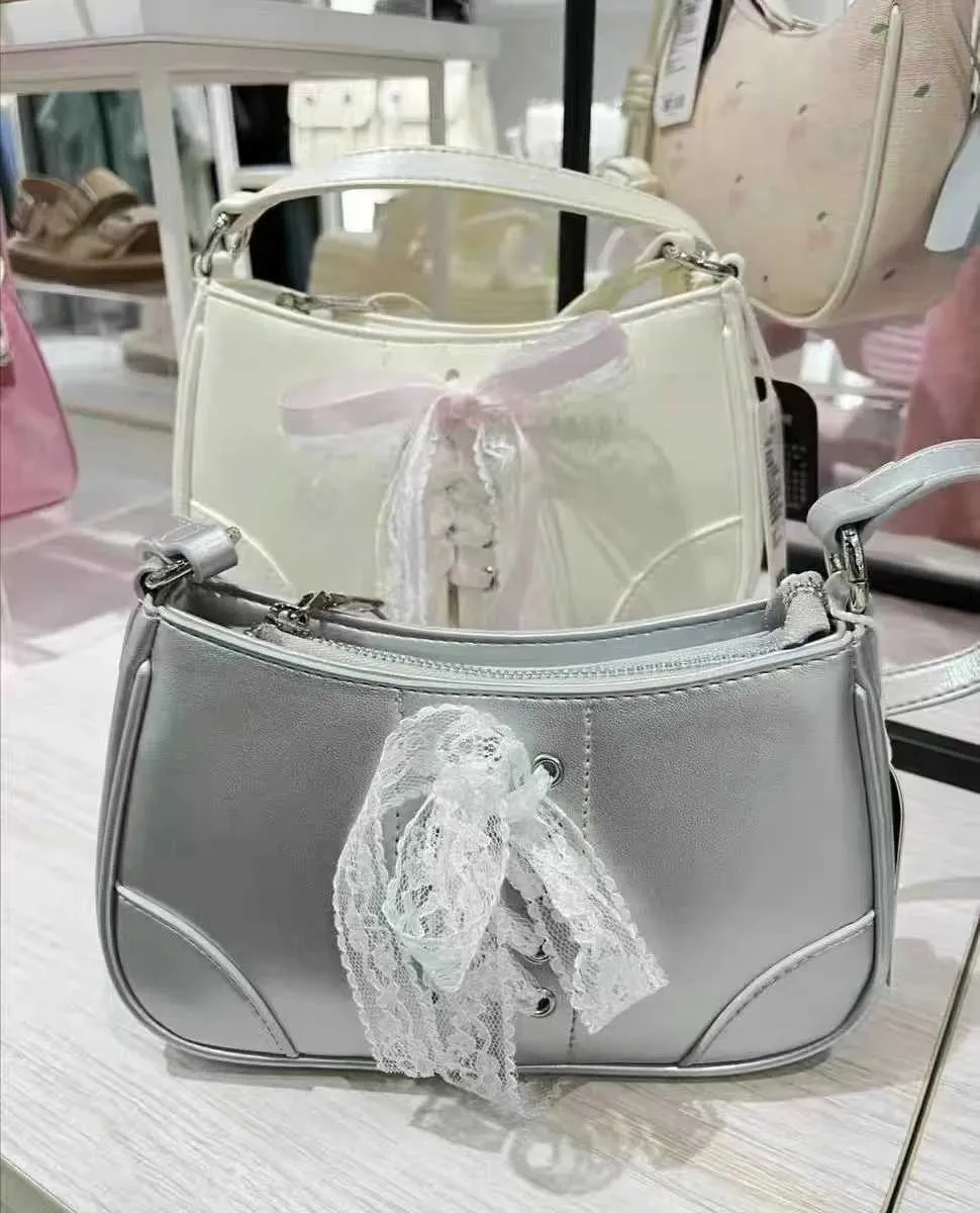 Süße Handtaschen Neue Mode Koreanische Spitze Bogen Strap Schulter Frauen Handtasche Pendler Tasche Y241116_voghion.com
