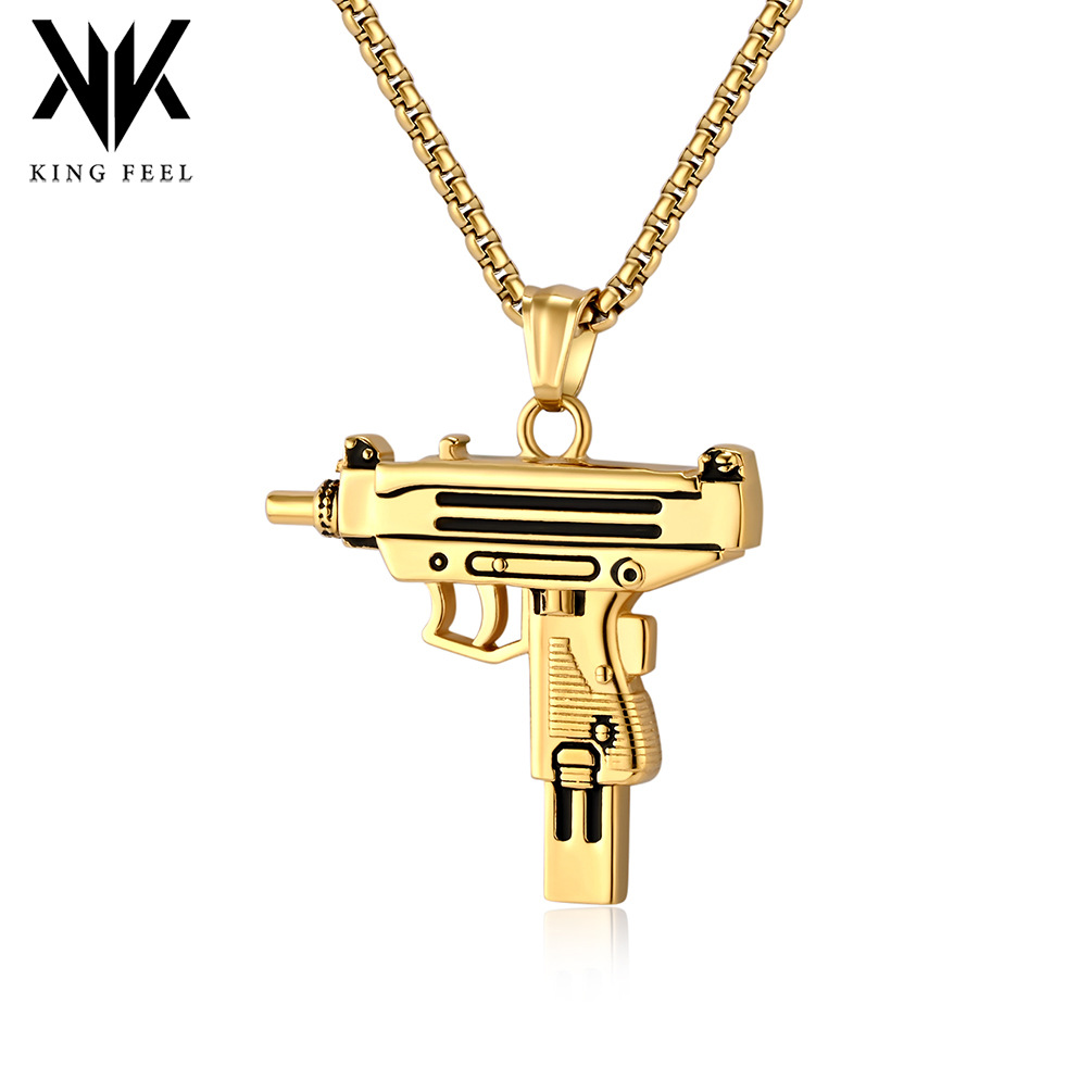 Hip-hop hiphop Uzi mitraillette personnalité hommes titane acier mitrailleuse collier niche pendentif tendance