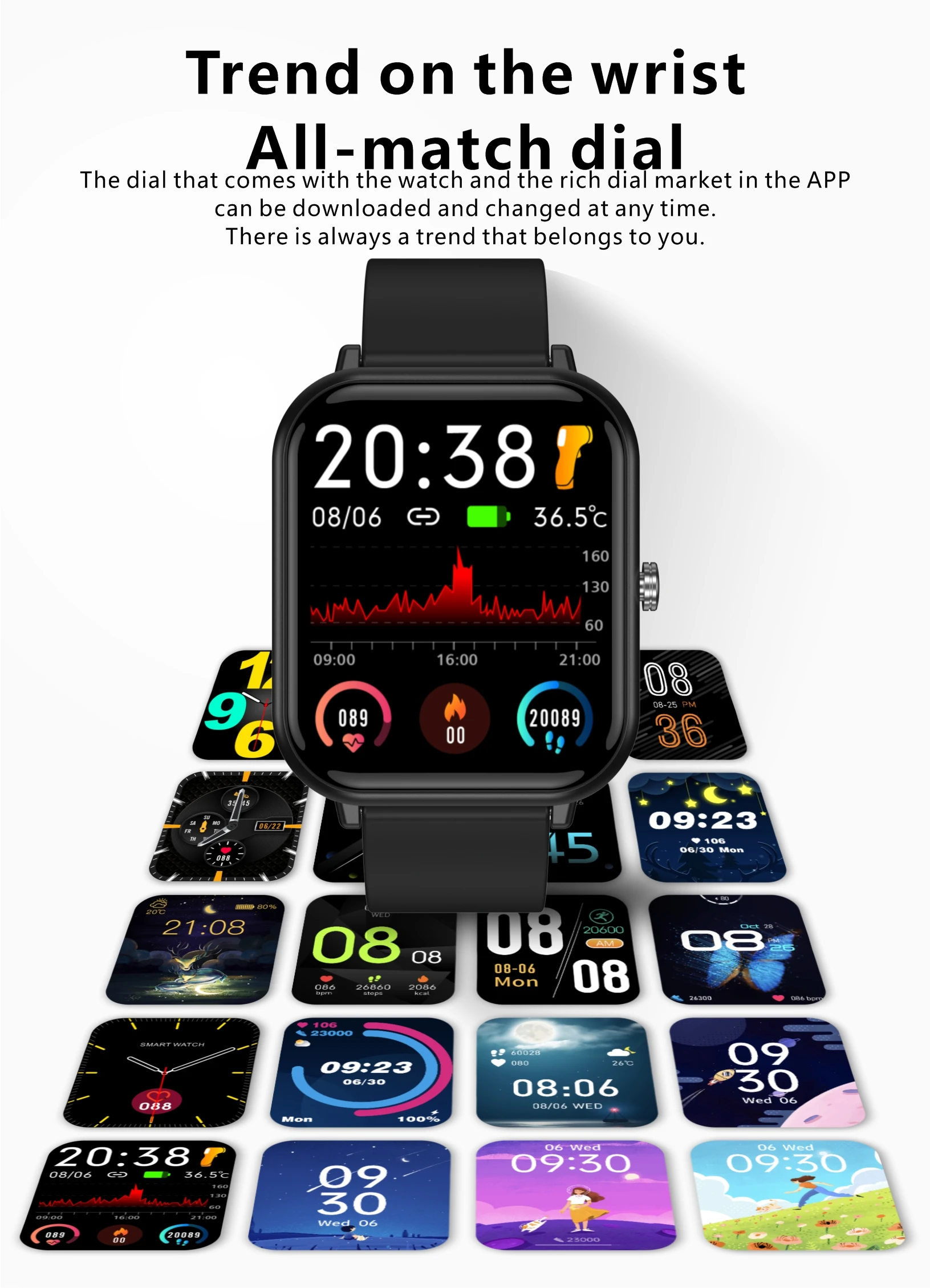 SmartWatch, Fitness Tracker with 24 Sports Modes, Monitor Step Calorie Counter, 1.7" Touch screen Smartwatch Fitness Watch for Android iPhone_voghion.com