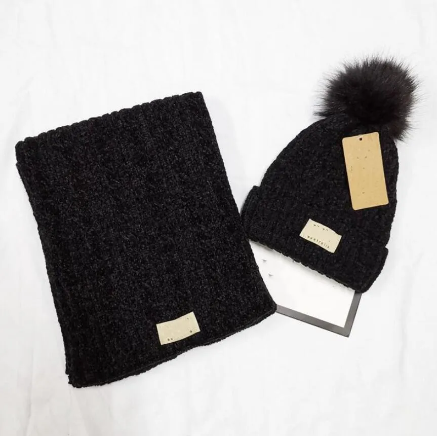 Επωνυμία Χειμερινά πλεκτά Beanies Καπέλα σετ κασκόλ Γυναικεία Χοντρό ζεστό καπέλο ανδρικό πλεκτό Letter Bonnet Beanie Caps Σετ ιππασίας εξωτερικού χώρου_voghion.com