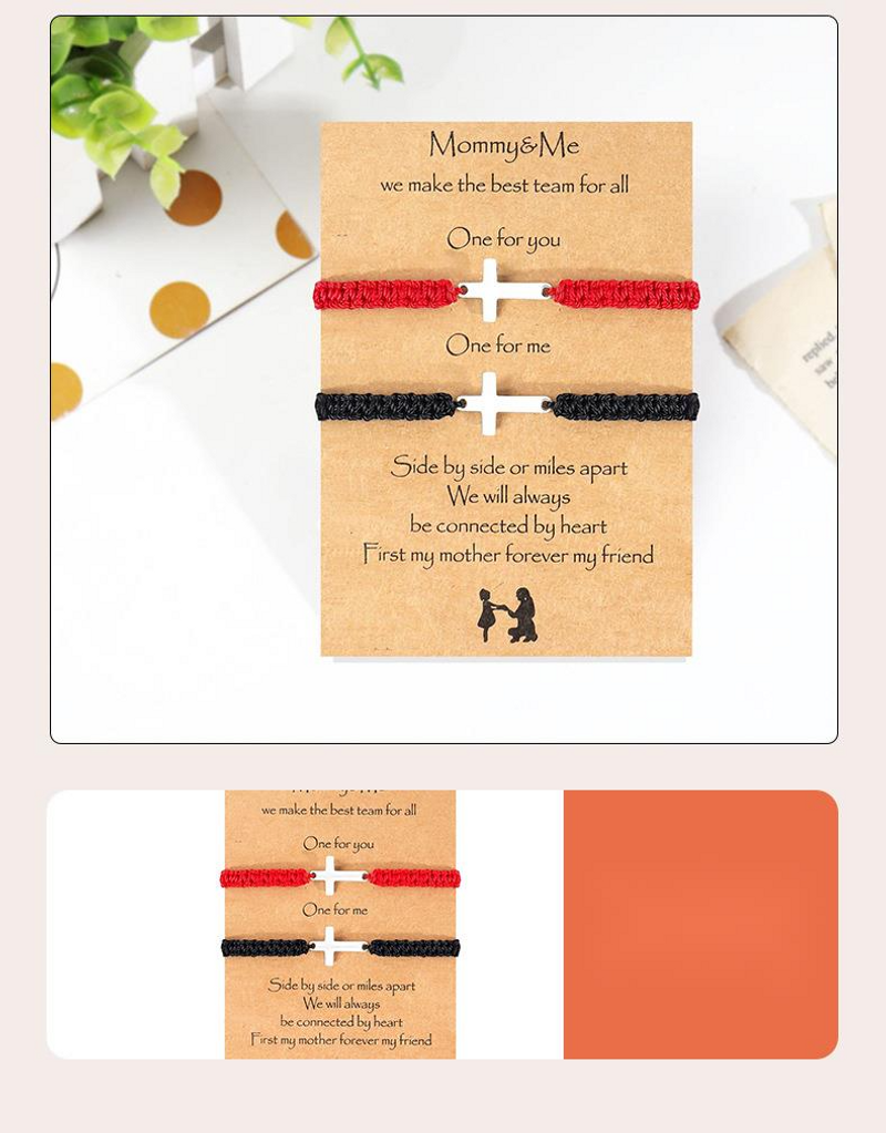 Braccialetto intrecciato a mano in corda semplice e alla moda, personalizzato e popolare, bracciale con croce in acciaio inossidabile, regali per la famiglia,_voghion.com