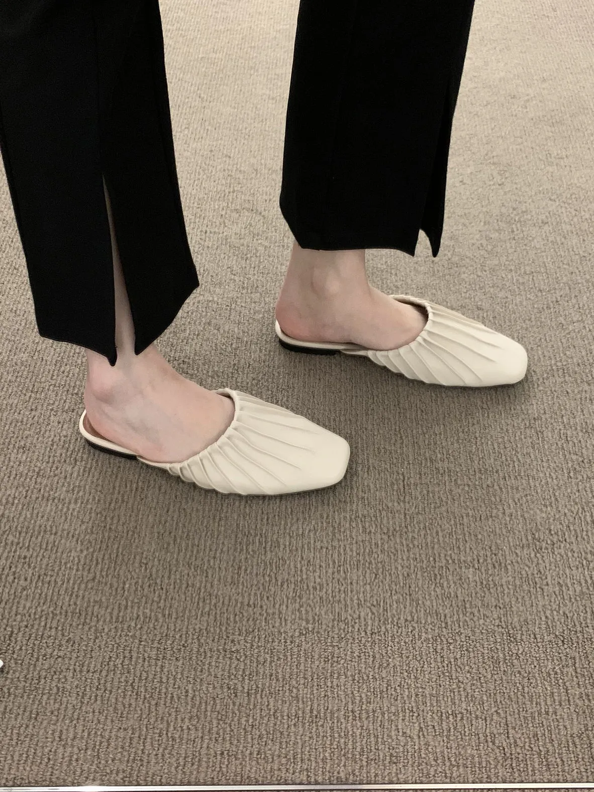 Ciabatte estive da donna, pantofole Ca Saul, scarpe basse con punta quadrata, comode e alla moda, da infilare, da donna, all'aperto, di alta qualità_voghion.com