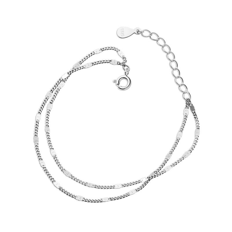 S Sier Simple Small Fresh Double Layer Bracelet Lady Temperament Niche Sweet Design Hand Jewelry_voghion.com