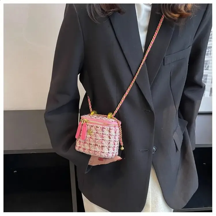 ELLOVADO Mini Dia Pattern Chain Shoulder Square Bag per donna Borse a tracolla alla moda Sac A Main Femme Viola 240725_voghion.com