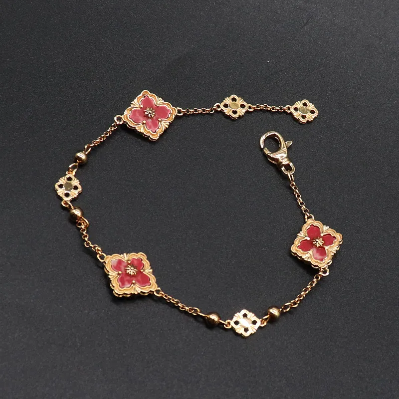 Clover Charm Bracelet Gold Vintage Ethnic Style Link Chain Bangle_voghion.com