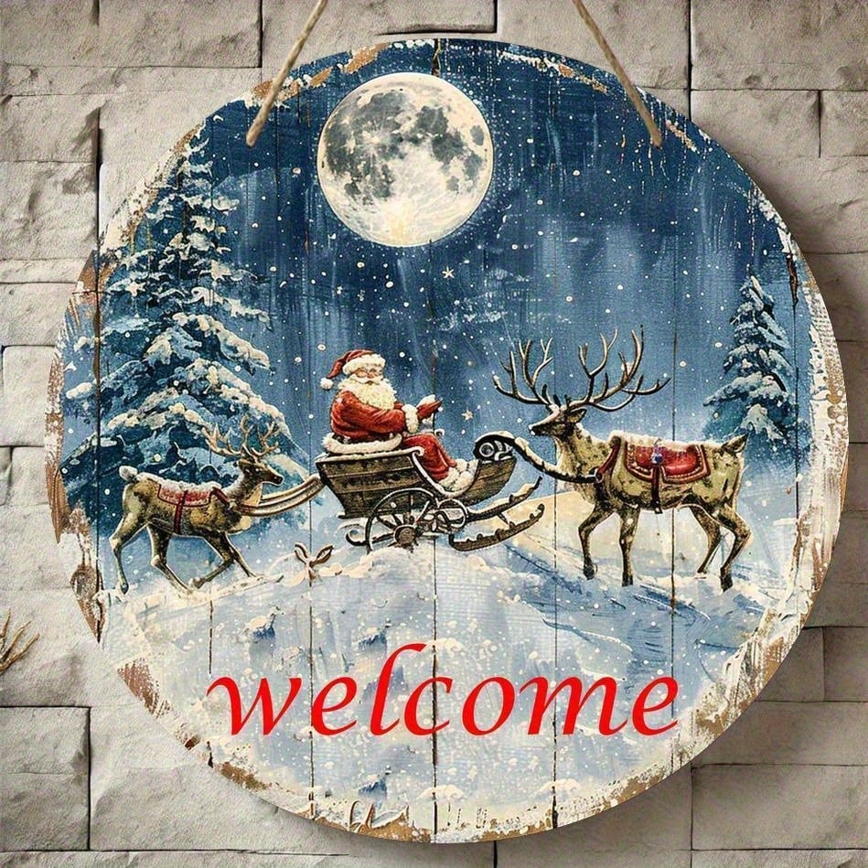 Weihnachtslogo mit Weihnachtsmann und Schneemann, Geschenkanhänger-Design, Dekoration für Haustür und Fenster, geeignet für Weihnachten, Weihnachtswanddekoration, Weihnachtsdekoration_voghion.com