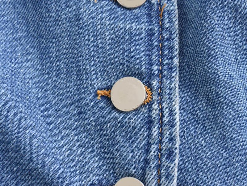 Damenbekleidung Ärmellose Weste hoch taillierter Brustrock Denim zweiteiliger Anzug_voghion.com