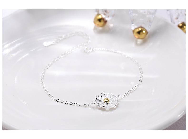 Wanying Little Daisy Bracciale da donna in argento puro girasole gioielli stessi accessori personalizzati_voghion.com