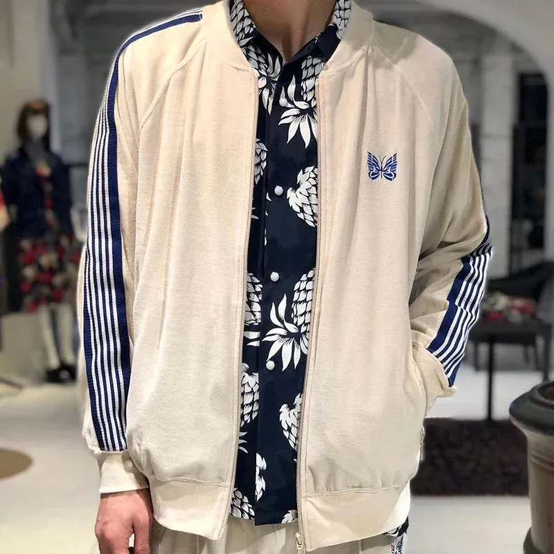 giacca da uomo moda multicolore uomo donna coppia aghi awge giacca da pista alta qualità a righe veet cappotto ricamato_voghion.com