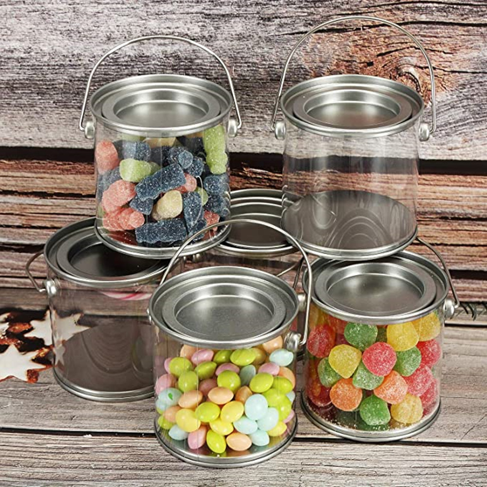 12 barattoli di vernice trasparenti piccoli barattoli con coperchi mini secchio con coperchio contenitori artistici per artigianato caramelle progetti fai da te decorazioni per feste_voghion.com