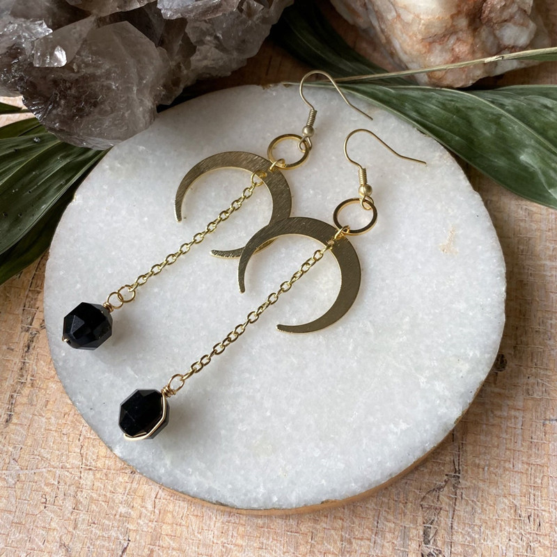Orecchini Agata + Orecchini pendenti a mezzaluna placcati in argento o oro_voghion.com