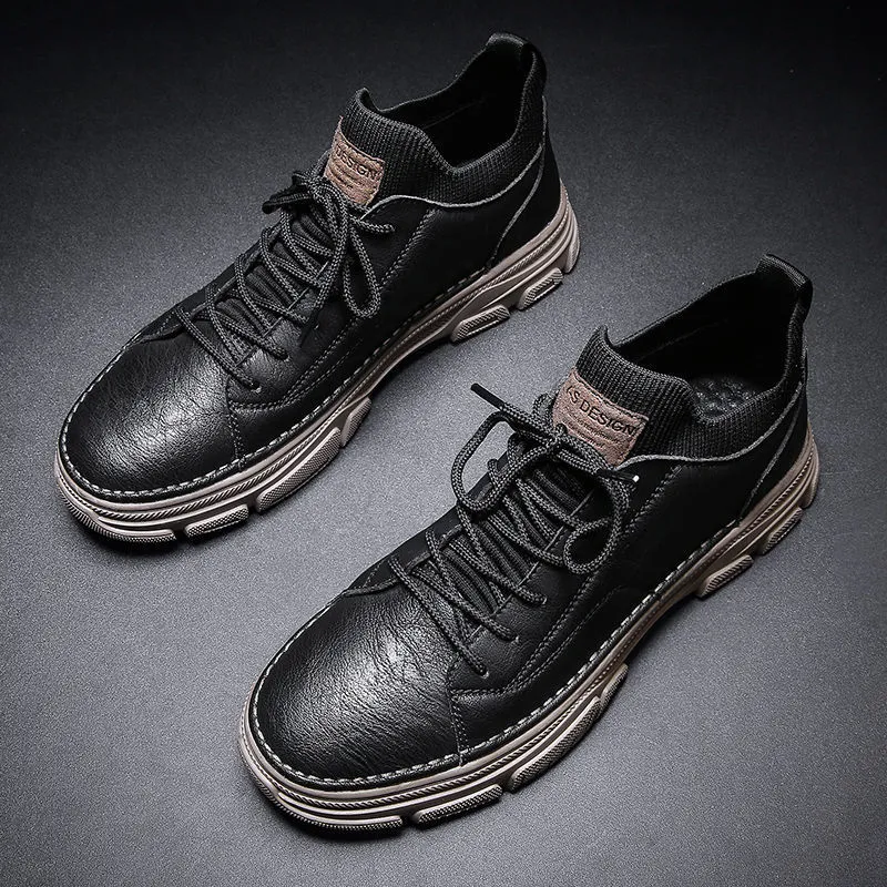 Mens Fashion Designer Winter Biker for Men Leather High Homme Ankle Warm Waterproof Chunky Boot_voghion.com