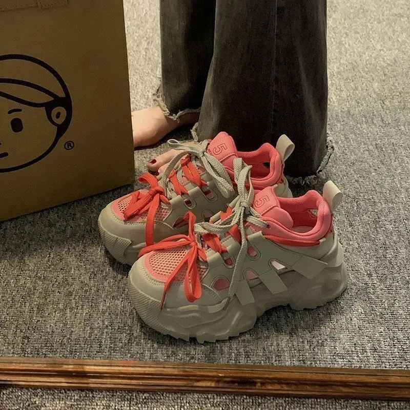 Mesh Dad 2024 Spring Summer New Versatile Lightweight Small Tall Thick Sole Casual Sports Shoes for Women 02_voghion.com