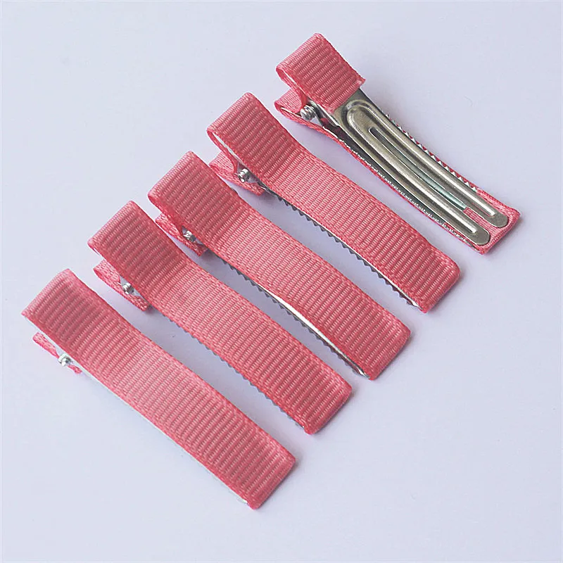 300pcs 5cm Grosgrain Ribbon Lined Alligator Hairpins for Princess Girls Ponytail Clips Children Metal Hair Barrettes_voghion.com