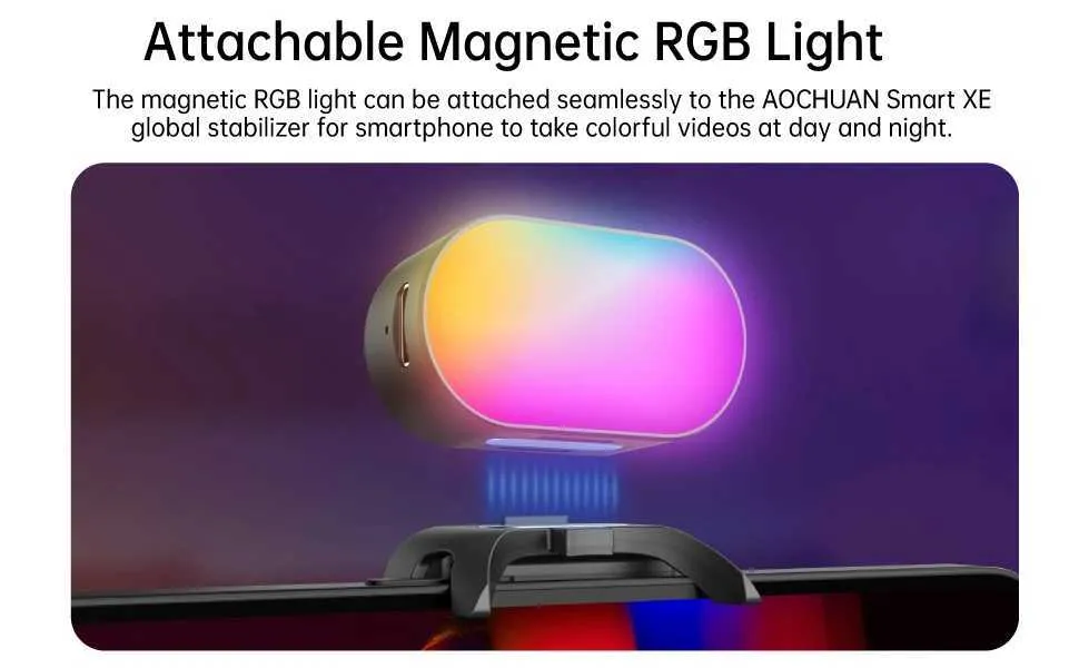AOCHUAN Smart XE Kit Gimbal Stabilizer For Smartphone IPhone Video Recording Magnetic Fill Light 3-Axis Foldable Android_voghion.com
