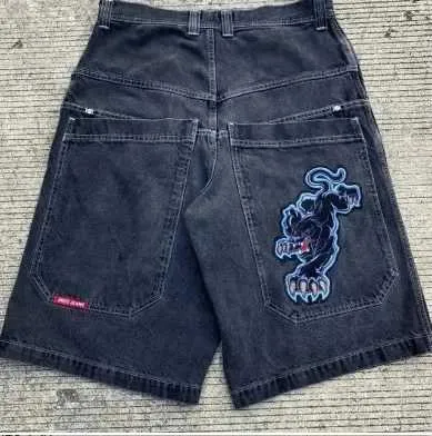 Herren Y2k Retro Gothic Muster Bedruckt JNCO Denim 2000er Jahre Stil Hip Hop Tasche Sommer Herren Strand Jeans Jorts Gym Shorts_voghion.com