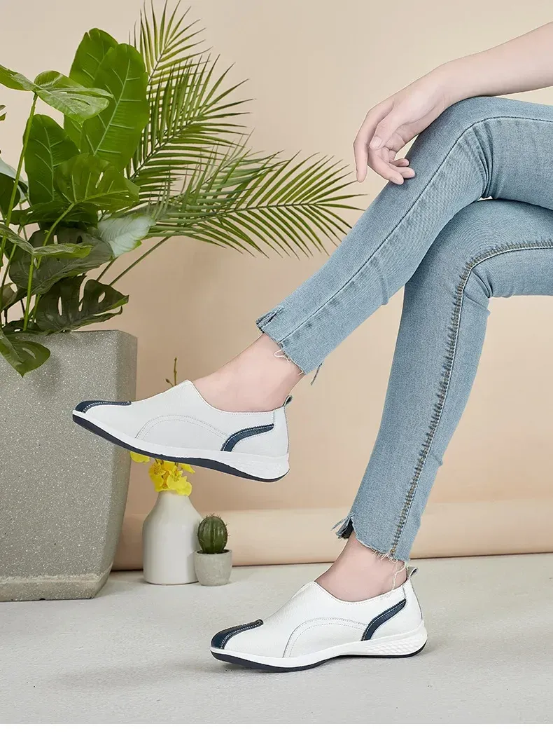 Genuine Leather Women 2024 Spring Autumn Slip-on Casual Flats Woman Fashion Loafer Ladies Shoes atos Mujer_voghion.com
