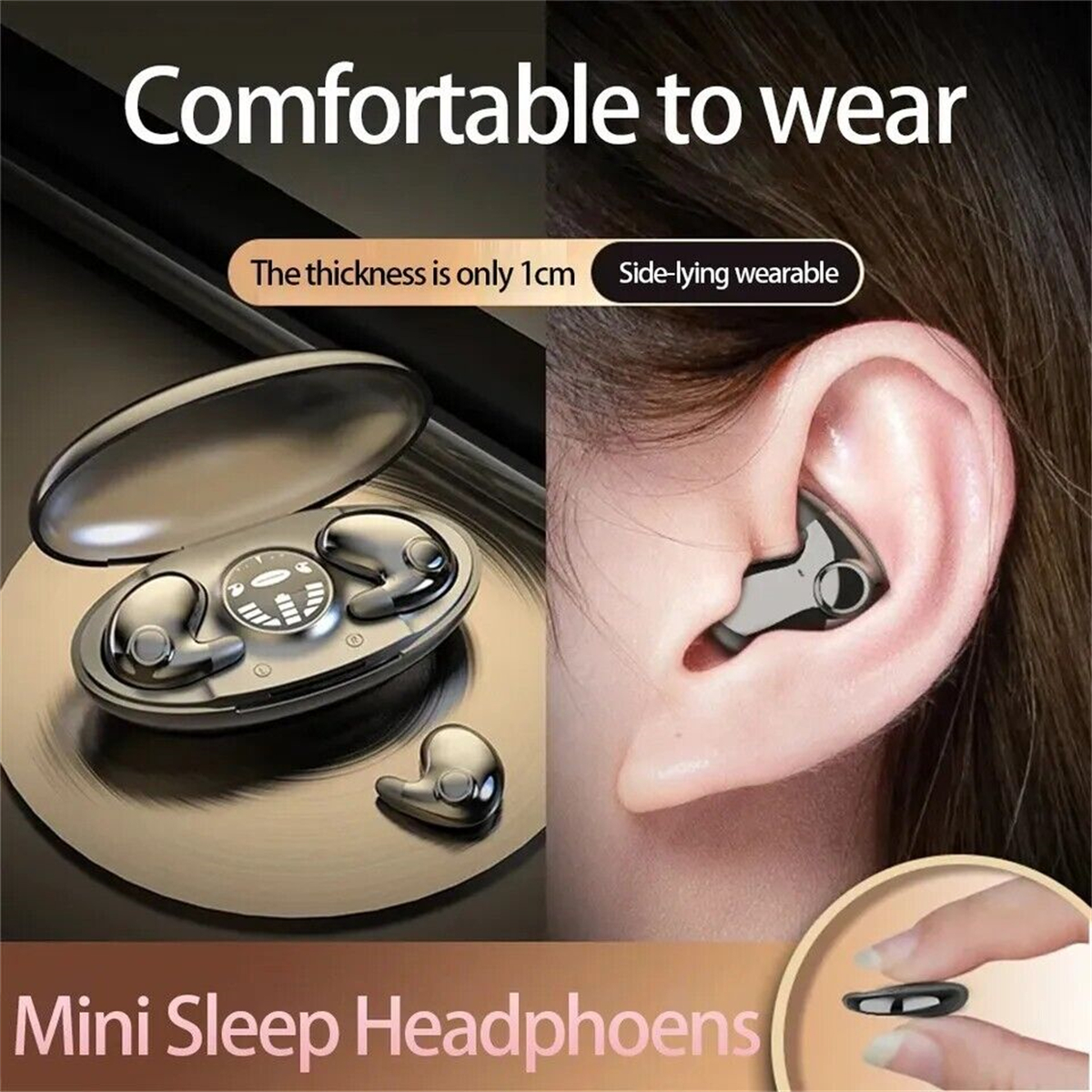 Invisible Sleep Wireless Earbuds Bluetooth Headset TWS Waterproof Earphones_voghion.com
