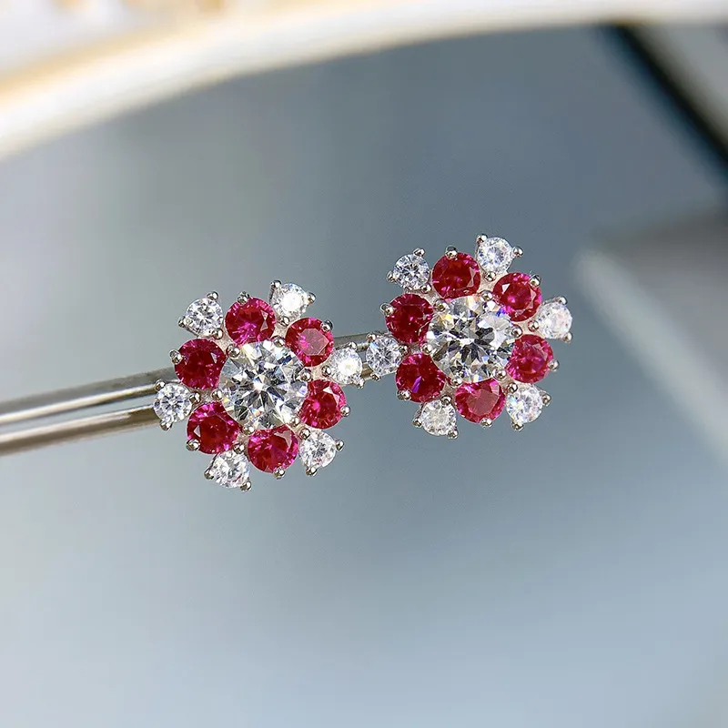 Snow wer Orecchini a bottone con diamanti e smeraldo 100% veri orecchini da sposa in argento sterling con promessa per donne, gioielli da sposa e feste_voghion.com
