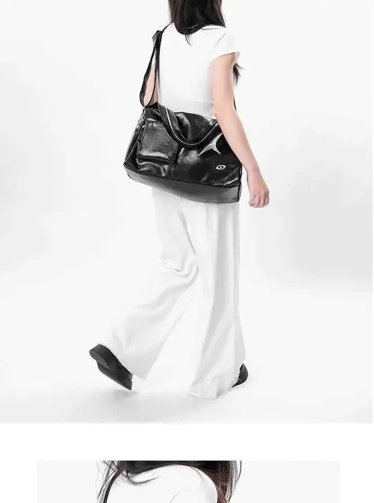 Sier Y2k S For Women Aesthetic Designer Large Capacity Shoulder Bag Commuter Pu Leather Shopper Handba241211_voghion.com