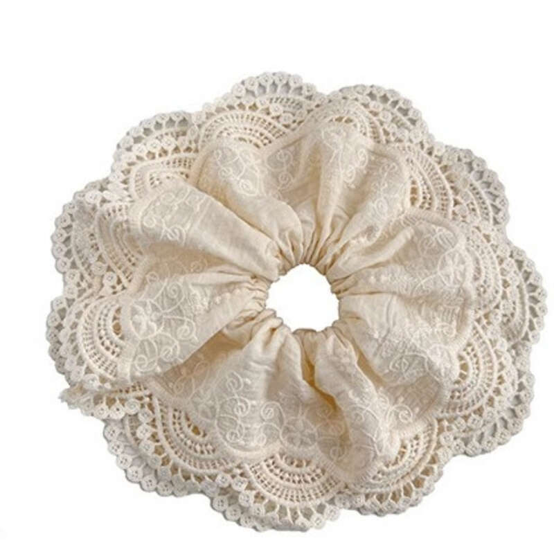 Large White Lace With Large Intestine Loop, Gentle Temperament For Women, Ponytail Tied Rope, High-end Hair Rope_voghion.com