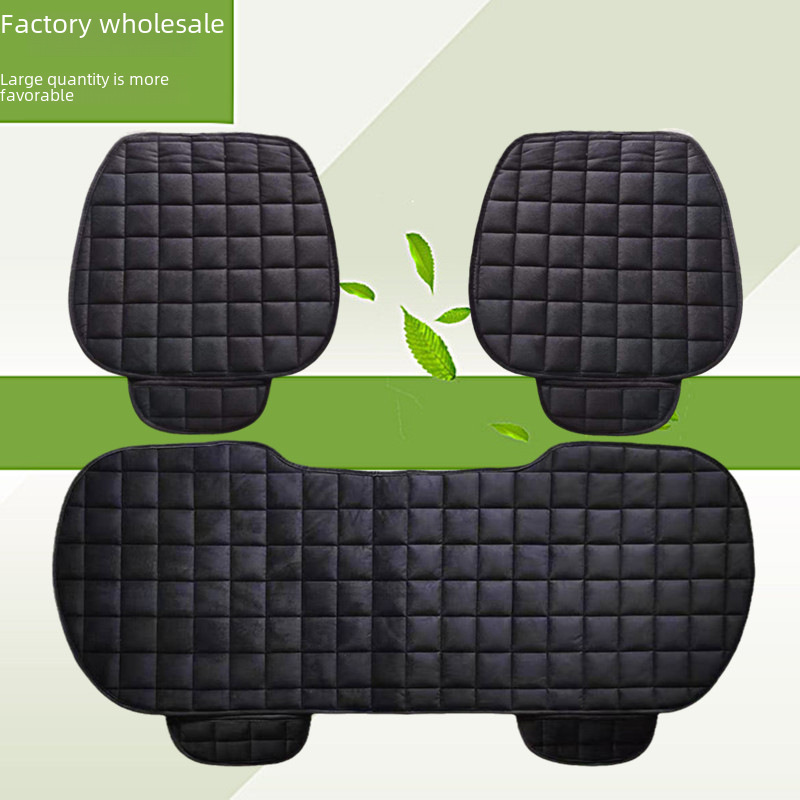 Coussin de siège d'auto d'hiver sans dossier carré brodé en peluche sans attache coussin de siège simple avant et arrière en trois pièces chaud