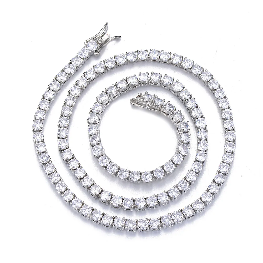 Moissanite Diamond Tennis Chain Necklace For Men And Women_voghion.com
