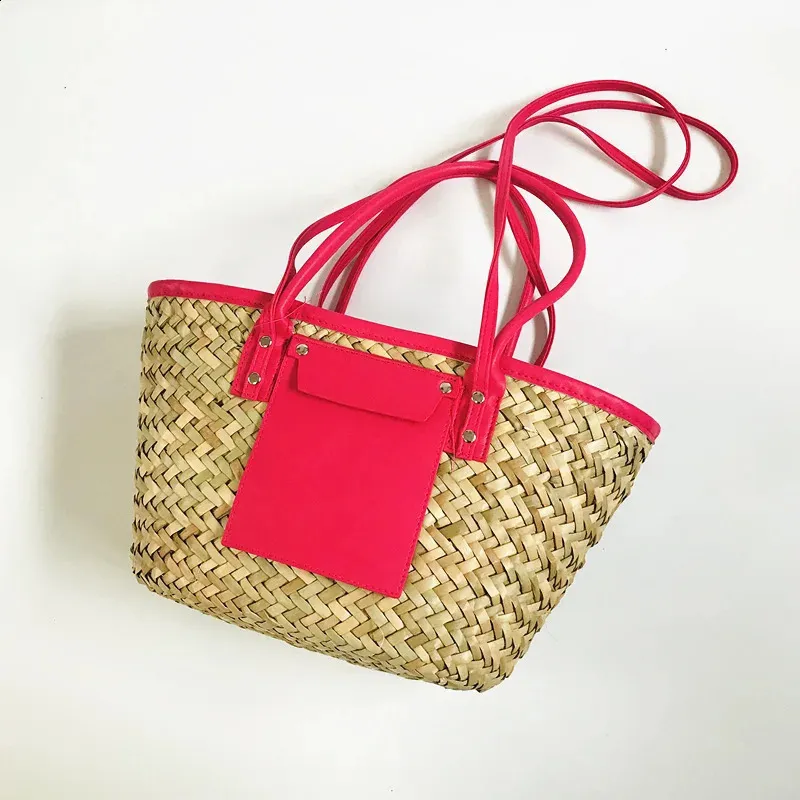 Casual Rattan Basket Bag Wicker Woven Women Handbags Handmade Summer Beach Straw Shoulder Crossbody Bags Big Tote Purse_voghion.com